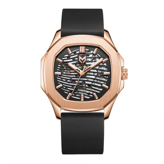 Luxury Skeleton Watch - Rose Gold Timepiece - Designer Automatic Watch