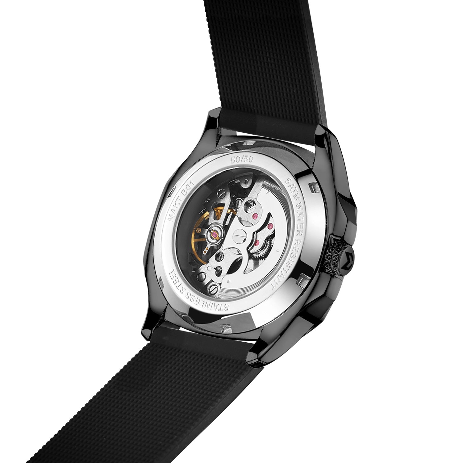Black Onyx Skeleton Watch – Stylish Timepiece – Elegant Men's Watch
