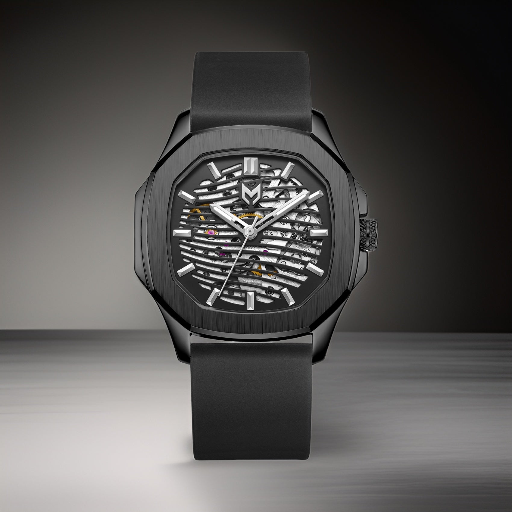 Black Onyx Skeleton Watch – Stylish Timepiece – Elegant Men's Watch