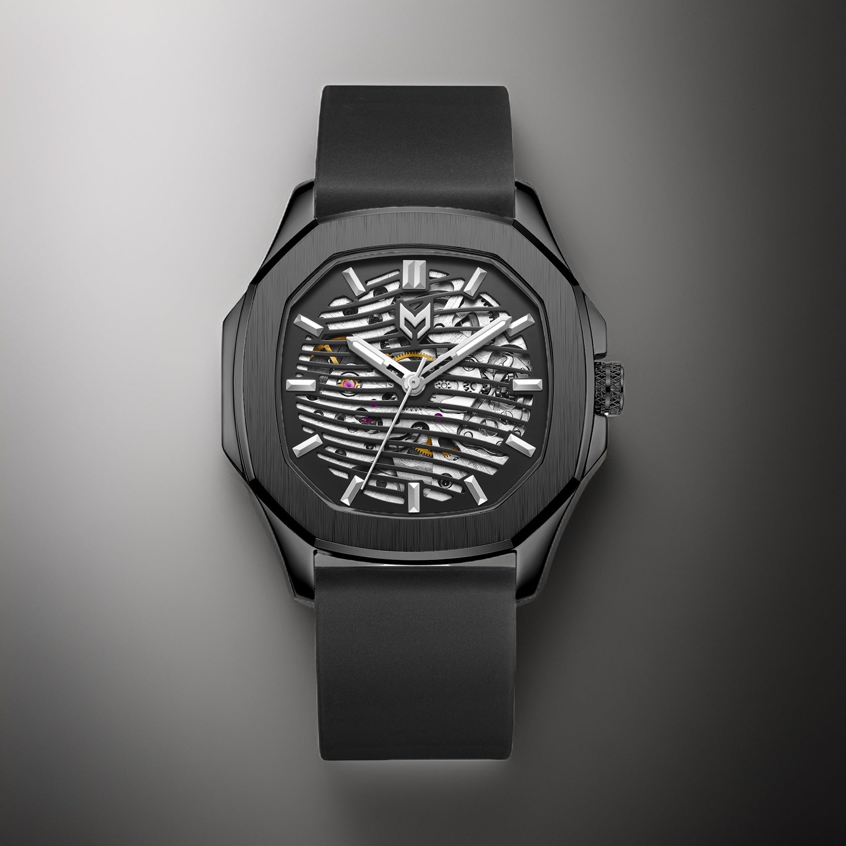 Black Onyx Skeleton Watch – Stylish Timepiece – Elegant Men's Watch