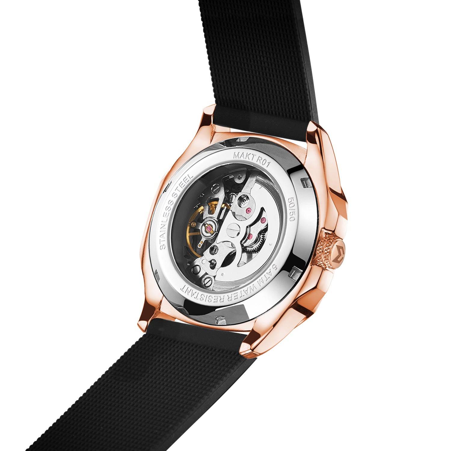 Rose Gold Automatic Skeleton Watch | Sapphire Glass | BGW9 Lume | Numbered Caseback