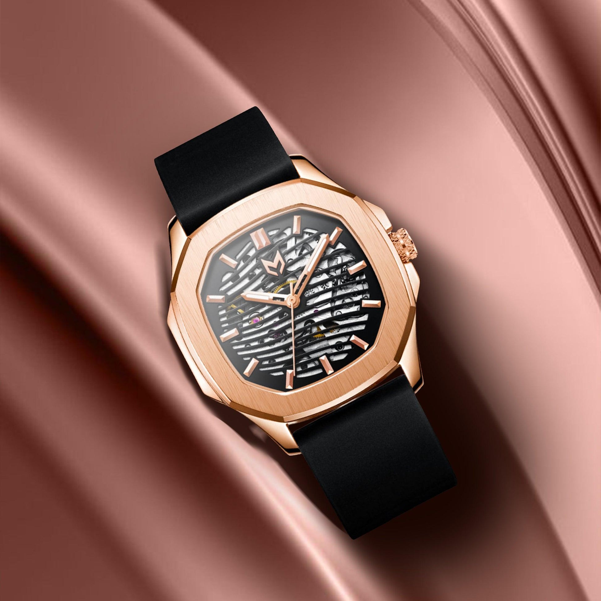 Luxury Skeleton Watch - Rose Gold Timepiece - Designer Automatic Watch